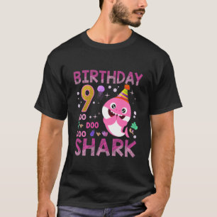Kids Baby Cute Shark 9Th Birthday Boy Girl 9 Year T-Shirt