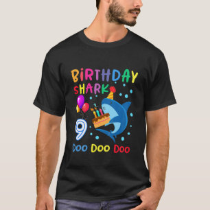 Kids Baby Cute Shark 9Th Birthday Boy Girl 9 Year T-Shirt
