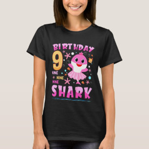 Kids Baby Cute Shark 9th Birthday Boy Girl 9 Year  T-Shirt