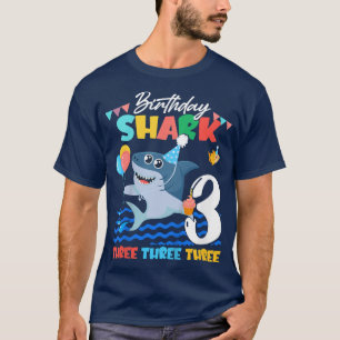 Kids Baby Cute Shark Birthday Boy 3 Year Old GiftT T-Shirt