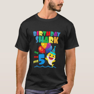 Kids Baby Cute Shark Birthday Boy 5 Year Old Gift T-Shirt