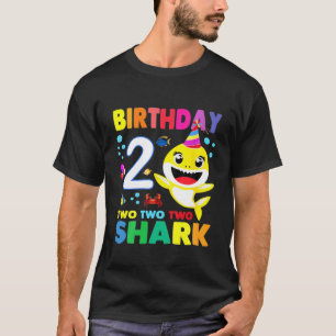 Kids Baby Shark 2Nd Birthday Boy Girl Two 2 Year O T-Shirt