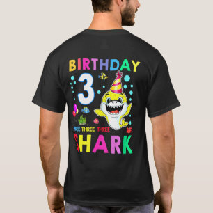 Kids Baby Shark 3rd Birthday Boy Girl Three 3 Year T-Shirt