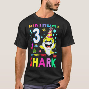 Kids Baby Shark 3rd Birthday Boy Girl Three 3 Year T-Shirt