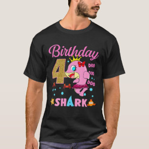Kids Baby Shark 4Th Birthday Boy Girl Two 4 Year O T-Shirt