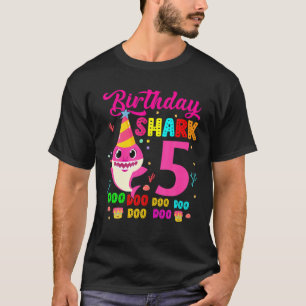 Kids Baby Shark 5 Years Old 5Th Birthday Doo Doo T-Shirt