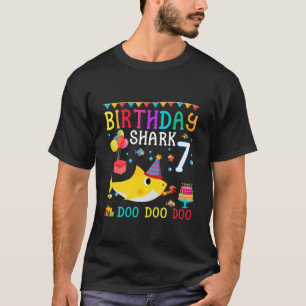 Kids Baby Shark 7Th Birthday Boy Girl 7 Year Old G T-Shirt
