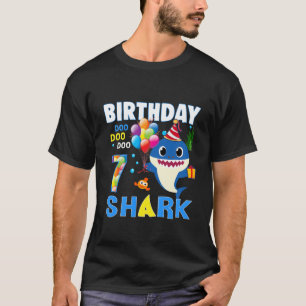 Kids Baby Shark 7Th Birthday Boy Girl 7 Year Old G T-Shirt