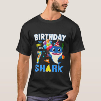 Kids Baby Shark 7Th Birthday Boy Girl 7 Year Old G T-Shirt