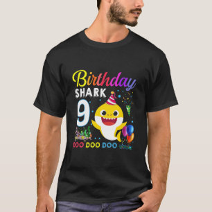 Kids Baby Shark 9Th Birthday Boy Girl 9 Year Old G T-Shirt