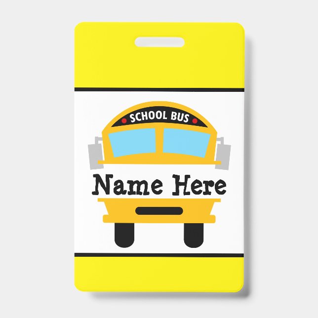 Kids Back to School Bus Personalise Name Badge ID Badge (Front)