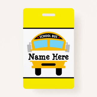 Kids Back to School Bus Personalise Name Badge ID Badge