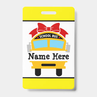 Kids Back to School Bus Personalise Name Badge ID Badge