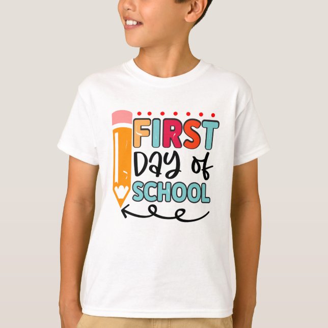 Kids Back to School Shirt with Cute Pencil Art (Front)