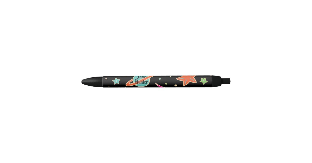 Kid Ink Rockets Kids' Back To School Space Rocket Pattern Name Black Ink Pen | Zazzle