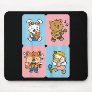 Kids Back To School With Forest Friends. Bunny  Mouse Pad