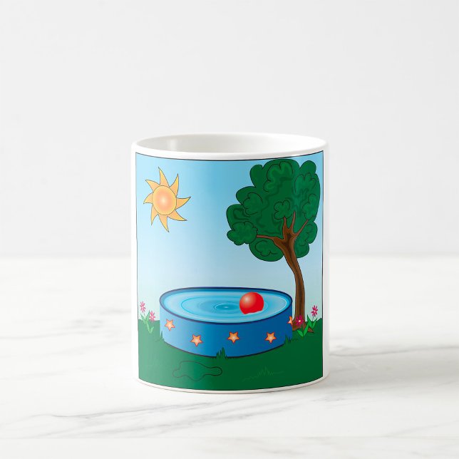 Kids Backyard Pool Scene with Sun Tree Coffee Mug (Creator Uploaded)