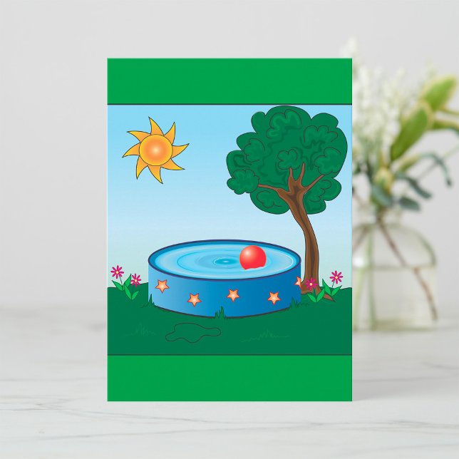 Kids Backyard Pool Scene with Sun Tree Invitation (Creator Uploaded)