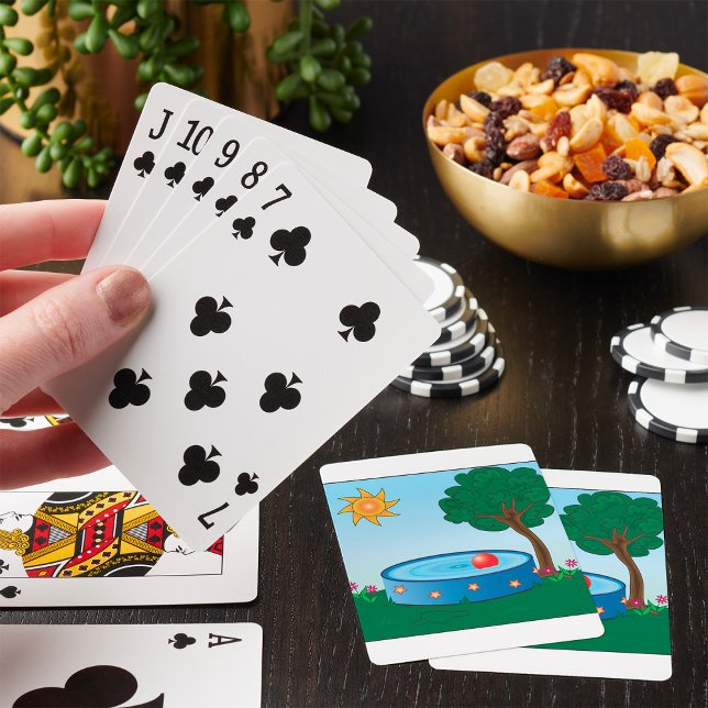 Kids Backyard Pool Scene with Sun Tree Playing Cards (Creator Uploaded)
