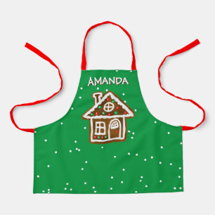 Kid's baking apron with cute gingerbread house