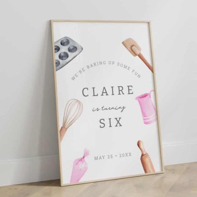 Kids' Baking Birthday Bash | Girls Party Welcome Poster (Creator Uploaded)