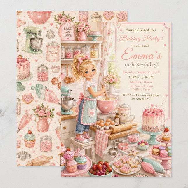 Kids Baking Birthday Invitation (Front/Back)