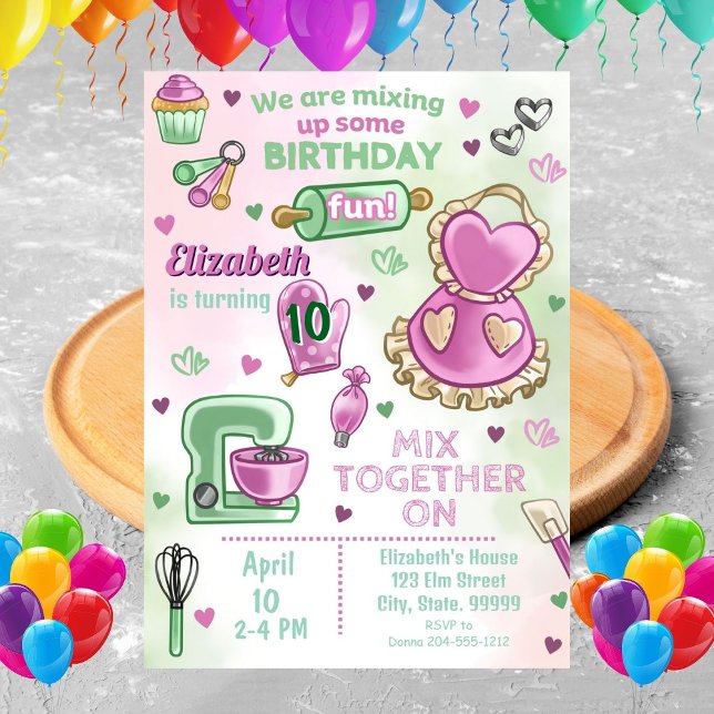  Kids Baking Birthday Party Invitation  (Creator Uploaded)