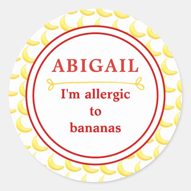 Kids Banana Allergy Alert Classic Round Sticker (Front)