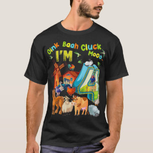 Kids Barnyard 4th Birthday Farm Animals 4 Years T-Shirt