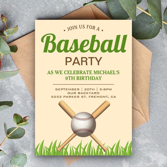 Kids Baseball Birthday Party Invitation (Creator Uploaded)
