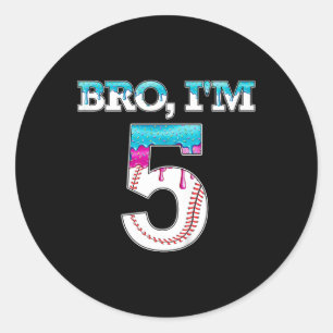 Kids Baseball Drip Bro Im 5 Years Old 5th Birthday Classic Round Sticker