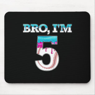 Kids Baseball Drip Bro Im 5 Years Old 5th Birthday Mouse Pad