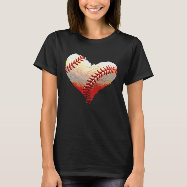 Kids Baseball Heart Valentines Day Sports  Player T-Shirt (Front)