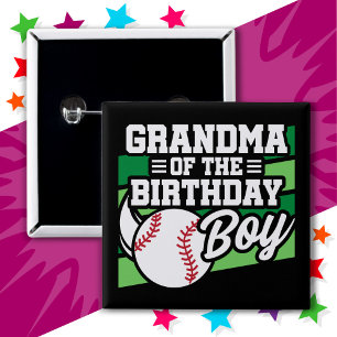 Kids Baseball Party Grandma of the Birthday Boy 15 Cm Square Badge