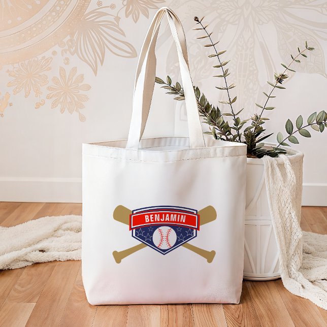 Kids Baseball Personalised Name Tote Bag (Creator Uploaded)