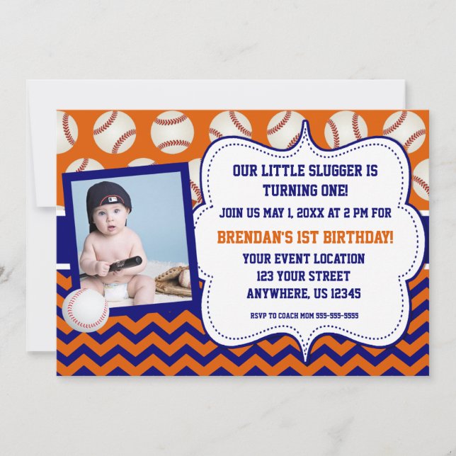 Kids Baseball Photo Birthday Invitation (Front)