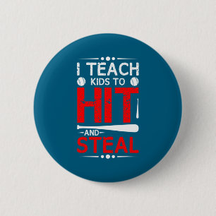 Kids Baseball Teach Hit Steal Sport 6 Cm Round Badge