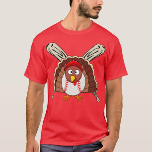 Kids Baseball Turkey Thanksgiving For boys  T-Shirt