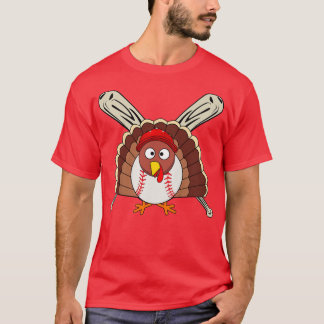 Kids Baseball Turkey Thanksgiving For boys T-Shirt