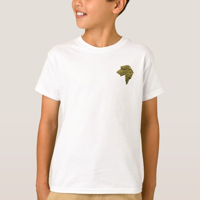 Kids Basic Irish Wolfhound T-Shirt (Gold Head) (Front)