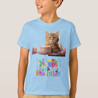 Kids' Basic T-Shirt Happy Birthday Cat Design