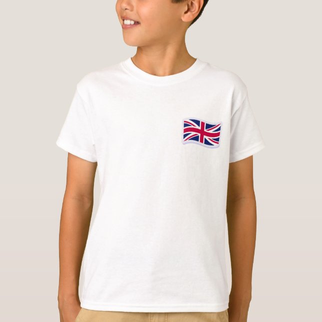 Kids Basic White T-Shirt with Union Jack (Front)