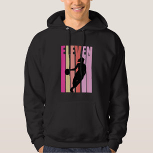 Kids Basketball 11th Birthday Kids Girls Retro 11  Hoodie