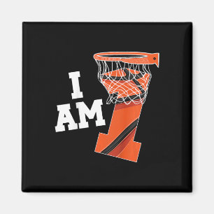 Kids Basketball 1st Birthday Boy One Year Old Bask Magnet