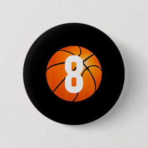 Kids Basketball  - 8 Year Old Birthday  6 Cm Round Badge