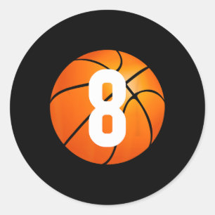 Kids Basketball - 8 Year Old Birthday Classic Round Sticker