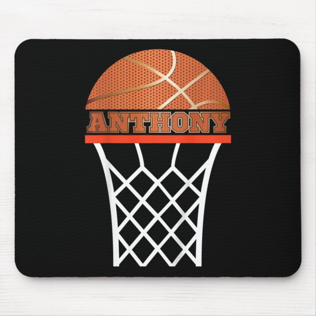 Kids Basketball  Anthony Custom Name Gift For Boys Mouse Pad (Front)