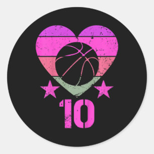 Kids Basketball Birthday 10 Year Old Boy Girl Tent Classic Round Sticker