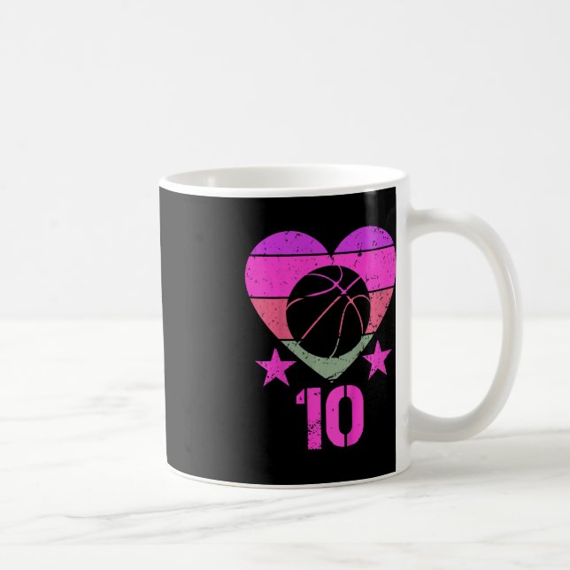 Kids Basketball Birthday 10 Year Old Boy Girl Tent Coffee Mug (Right)