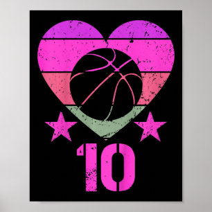 Kids Basketball Birthday 10 Year Old Boy Girl Tent Poster